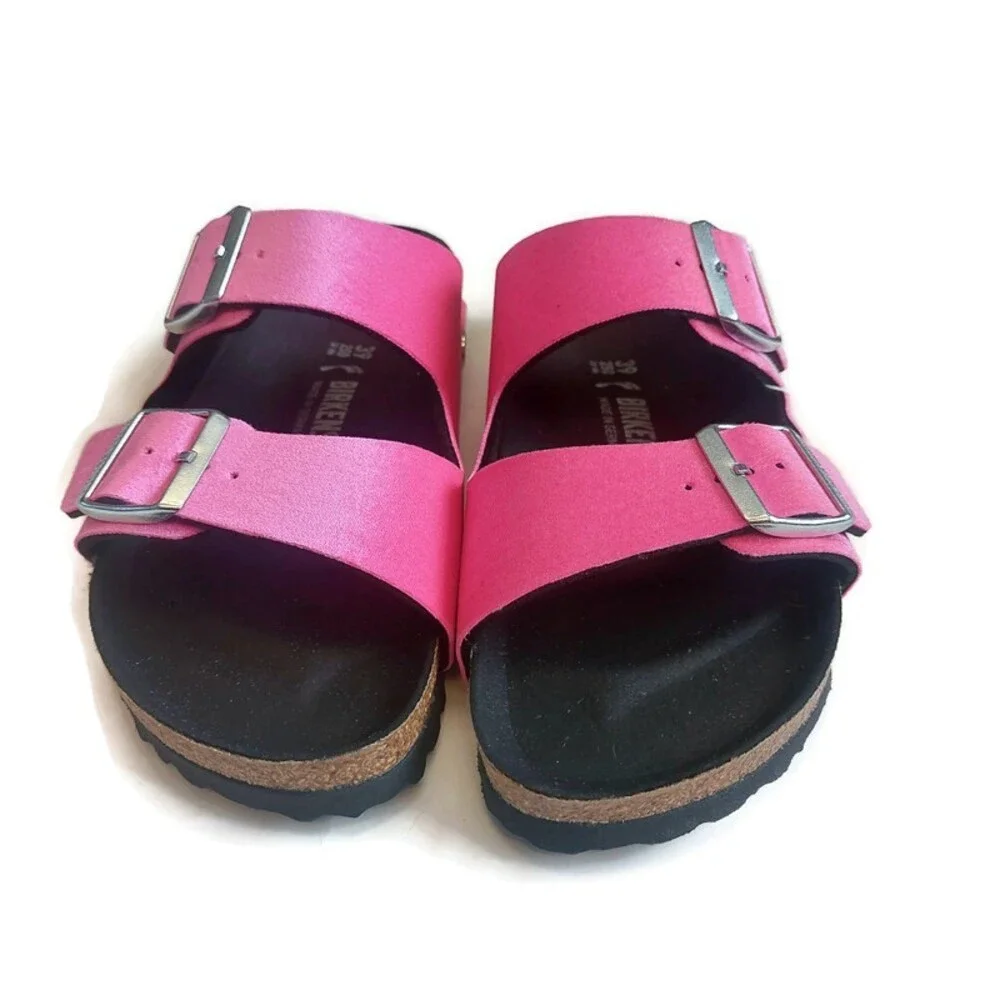 Birkenstock Womens 8 Mens 6 Arizona Rivet Logo Sandals Velvet Pink EU 39 Narrow - Picture 7 of 10